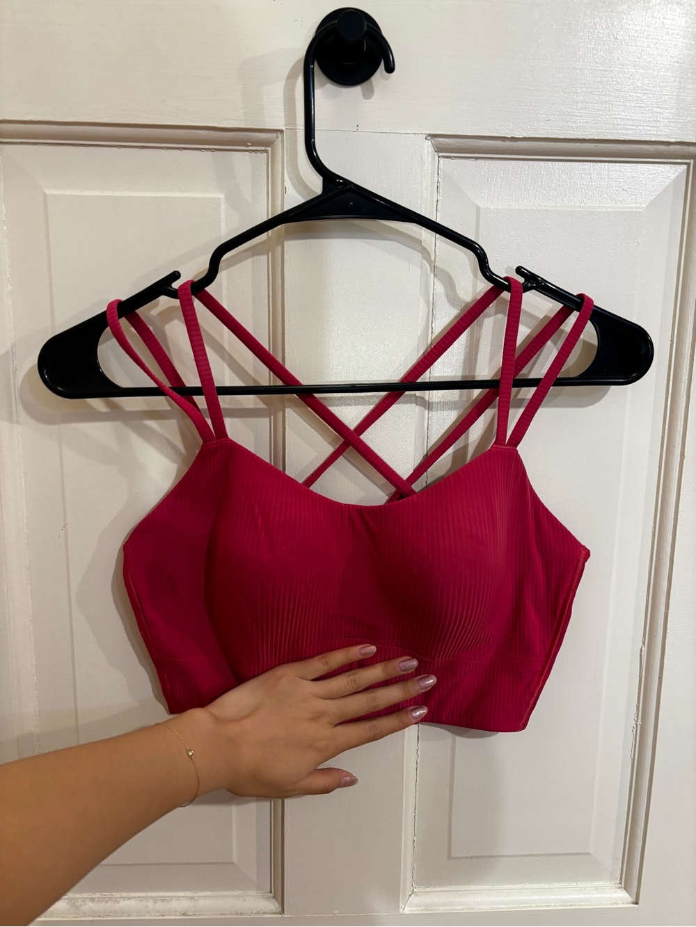 lululemon athletica Strappy Ribbed Crop Bralette - Raspberry